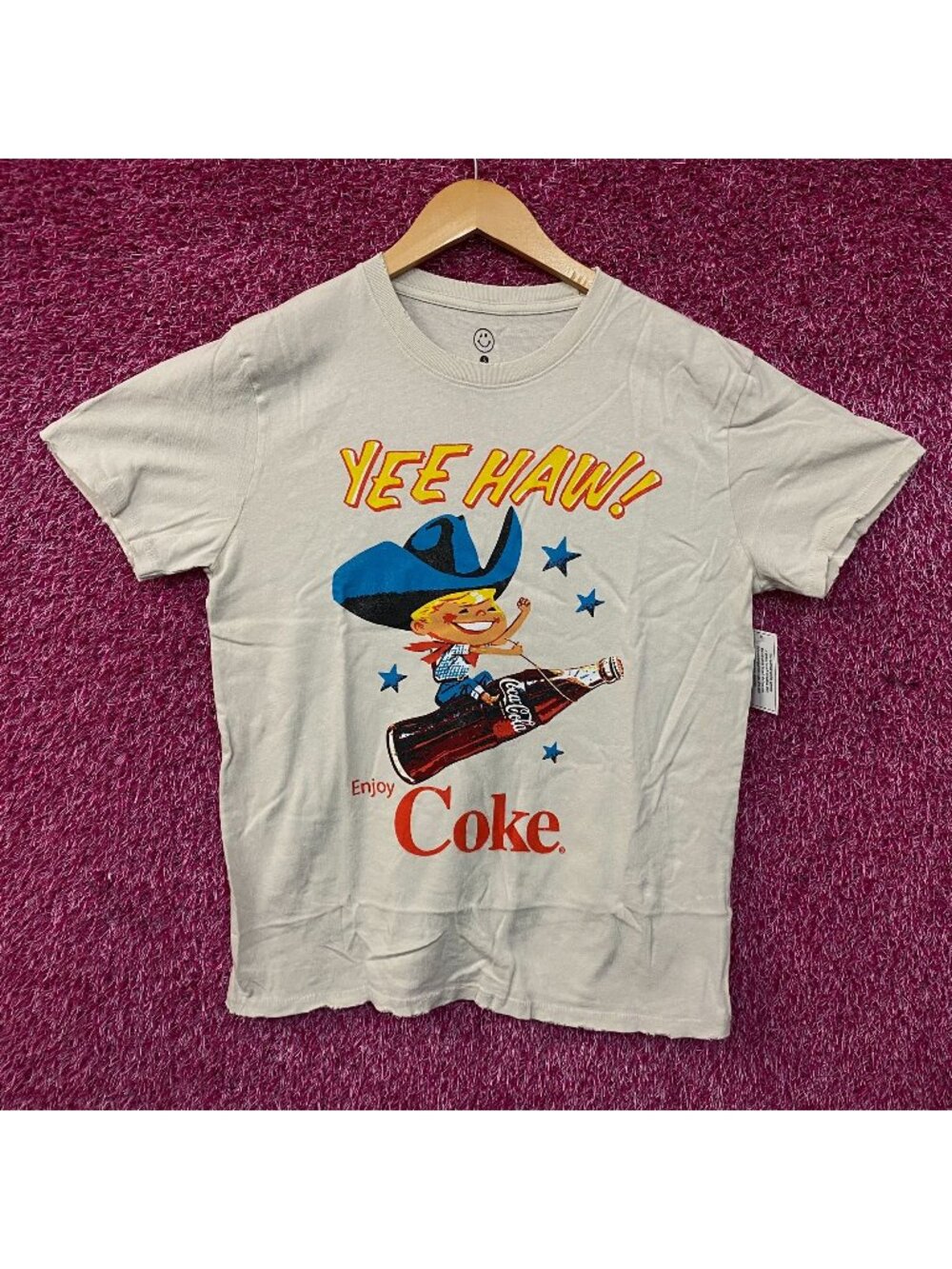 Coca-Cola Cowboy Yee Haw Retro Graphic T-Shirt Small